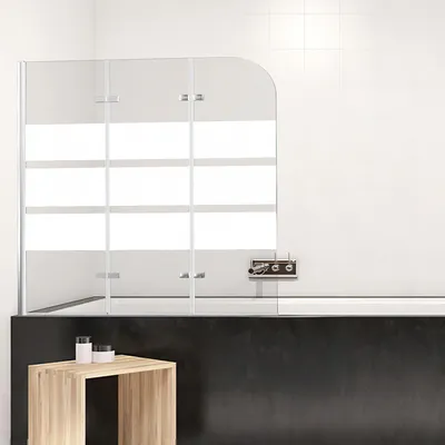 Produktbild von TolleTour Badewannenaufsatz Duschabtrennung Faltwand Badewanne Duschwand aus 6mm NANO Easy Clean Glas 180° ESG Klar Glas 3-teilig faltbar 120*140CM weiß
