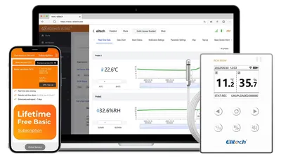 Datenlogger für Temperatur & Feuchte, WiFi, -40 bis +80 °C, App-Fernüberwachung