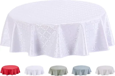 Produktbild von Runde abwaschbare Tischdecke aus Wachstuch 140 cm in Weiß