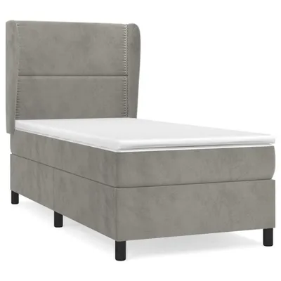 Image de vidaXL Lit boxspring avec matelas gris clair 100x200 cm velours