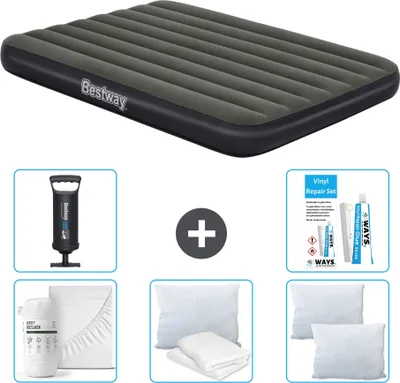 Produktbild von Bestway Luftmatratze - Französisches Bett - 137 x 191 x 25 cm - Grün - Im Lieferumfang enthalten Zubehör