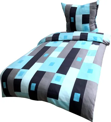 Produktbild von 2 tlg Winter Flausch Bettwäsche 155x220 Thermo Fleece Garnitur Grau Türkis