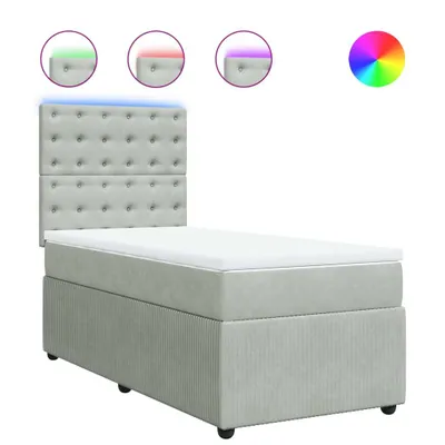 Produktbild von Boxspringbett mit Matratze Hellgrau 80x200 cm Samt