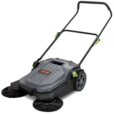Produktbild von Kehrmaschine - Handkehrer - Kehrwagen - Gartenreiniger - Laubkehrer - Kohlenstoffstahl & ABS - 65 cm Arbeitsbreite