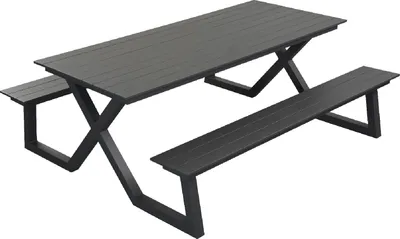 Produktbild von Inko Cebu Sitzgruppe Tisch mit 2 Bänken Alu Picknickbank 200x174x75 cm 2 Farben zur Wahl