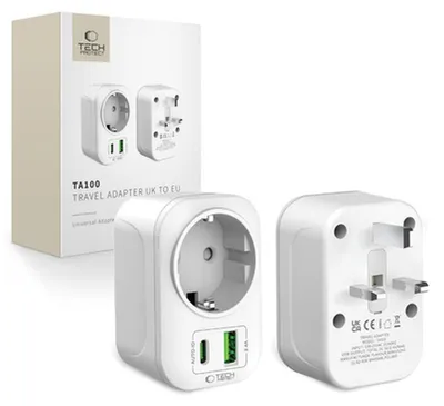 Zdjęcie produktu dla Tech-Protect Ta100 Travel Adapter Uk To Eu White