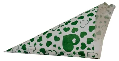 Produktbild von Papier-Spitztüten mit grünem Herzmotiv, Länge ca. 19 cm, für ca. 125 g Inhalt (200 Stück)