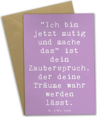 Produktbild von Mr. & Mrs. Panda Grußkarte Spruch Mutig zu sich selbst stehen - Lavendeltraum - Geschenk, einladungskarten, dankeskarten, weihnachtskarten, Trost, Selbstbewusstsein