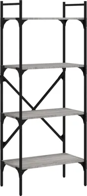 Produktbild von Bücherregal 4 Fächer Grau Sonoma 56x31,5x138,5 cm Holzwerkstoff