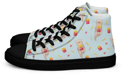 Produktbild von Mr. & Mrs. Panda Damen Sneaker Black Edition Otter Pommes Größe 37 1/2 - Türkis - Geschenk, Schwarz, Schwarze, Muster, Sneakers, Schwarzer
