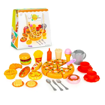 Produktbild von Fast-Food-Pizza-Pommes-Frites-Hotdog-Spielzeugset für Kinder mit Klettverschluss