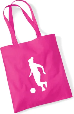 Produktbild von Huuraa Jutebeutel Soccer Fußball 10 Liter Fuchsia Baumwolle Tasche Geschenkidee
