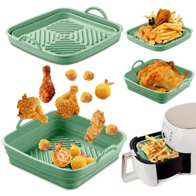 Productafbeelding van Siliconen vorm voor heteluchtfriteuse, 20 x 16 cm, groen, antiaanbaklaag, hittebestendig