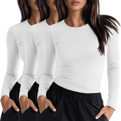 Imagen del producto de Solidchoice - Conjunto de 3 camisetas de manga larga para mujer, ideales para enfermeras