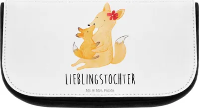 Produktbild von Mr. & Mrs. Panda Kosmetiktasche Fuchs Mama - Weiß - Geschenk, Schoß, Necessaire, Mutter, Organizer, kosmetiktäschchen, Tochter, Kulturbeutel, Kulturtasche, Vatertag