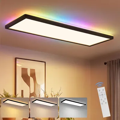 Produktbild von ZMH LED Panel 58x20 RGB Dimmbar Deckenpanel Dimmbar Lang Tageslichtlampe Backlight Farbwechsel Bürolampe Flach Büro Deckenlampe 22W für Werkstatt Flur