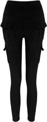Produktbild von Dámské legíny Cargo s kapsami, vysoký pas, elastické legíny na jógu - CARGOFIT Black L/XL