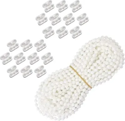 Image de Chaîne de rechange pour stores à enrouleur - 10 mètres Blanc - Chaîne à perles Pièce de rechange