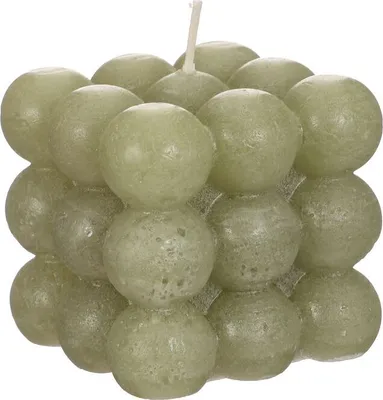 Produktbild von Bubble Kerze 8x8x8 cm, geruchlos, in vielen Farben wählbar | Wachs Kerze, Farbe:Grün