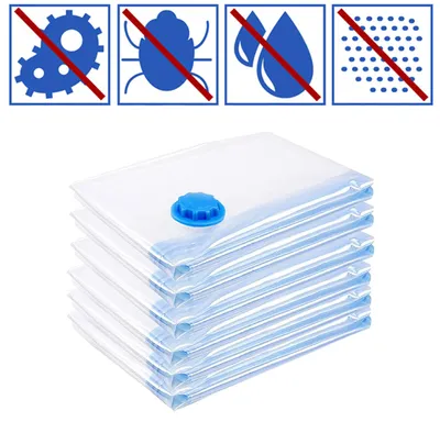 Zdjęcie produktu dla Zestaw 6 worków próżniowych Peviasot, 60x80 cm, do przechowywania ubrań i pościeli, oszczędzające miejsce worki na odzież z zaworem, wielokrotnego użytku i przezroczyste