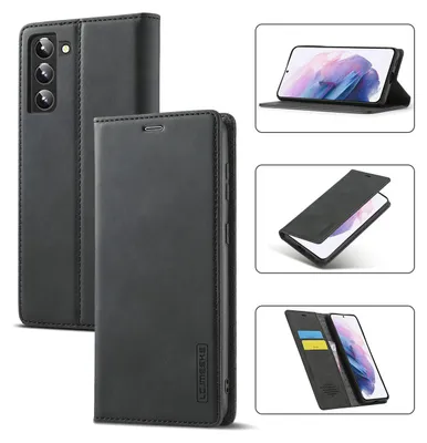 Obrázek produktu pro Galaxy S22 5G Kožené pouzdro s funkcí stojánku a držákem karet, peněženkový design pouzdro pro Samsung Galaxy S22 5G černé