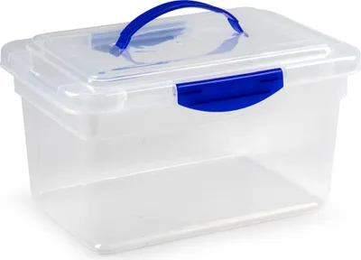 Produktbild von Aufbewahrungsbox mit Deckel - transparent blau - 9 Liter - 35 x 23 x 20 cm - Kunststoff