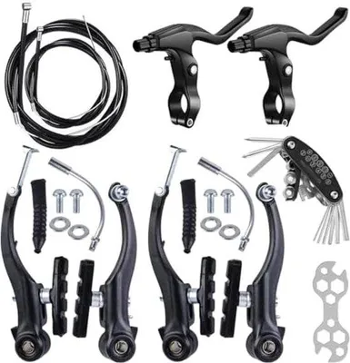 Produktbild von PolkaHome® Komplettes Fahrradbremsen-Set, V-Bremsset mit Bremshebel und Werkzeug
