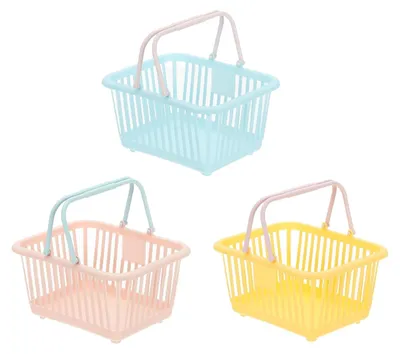 Immagine prodotto di Set di 3 piccoli cestini in plastica - Contenitori per giocattoli e snack (blu)