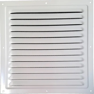 Produktbild von Lüftungsgitter 250x250 Metall weiß mit Insektenschutz – für Abluft & Wandmontage