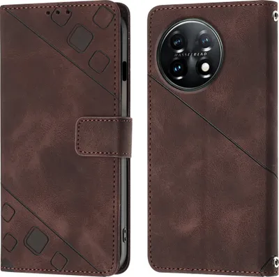 Produktbild von Hülle für OnePlus 11 Prägung Flip Leder Brieftasche Schutzhülle mit Ständer Braun