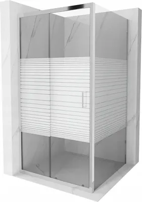 Produktbild von Mexen Apia ausziehbare Duschabtrennung 90 x 90 cm, Gestreift, Chrom - 840-090-090-01-20