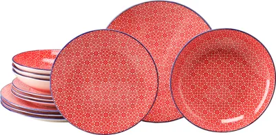 Produktbild von CreaTable, 24894, Mediterran Rot, Tellerset 12-tlg, Steinzeug