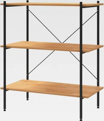 Produktbild von 3-stöckiges Regal Schwarz und Eiche 80 x 40 x 92 cm Lagerregal für Garage, Abstellraum, Kellerregal