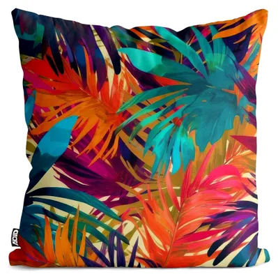 Produktbild von Bunte Palmenblätter Kissenbezug aus Polyester, wasserfest für den Außenbereich, Größe: 40 x 40 cm