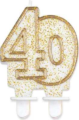 Zdjęcie produktu dla Świeczka urodzinowa numer 40, złota ramka (Party - Świeczki)