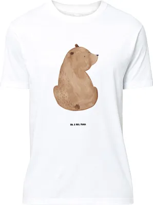 Produktbild von Mr. & Mrs. Panda Größe L T-Shirt Bär Schulterblick - Weiß - Geschenk, Shirt, mit Spruch, Bären, Tshirt, Teddy, Selbstachtung, Weltansicht, Weisheit, Motivation