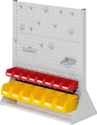 Produktbild von Kappes ®RasterPlan Stellwände doppelseitig Größe #3 - 4x Lochplatten 2x Schlitzplatten 1x Zubehörsortiment 29-teilig Lichtgrau RAL 7035