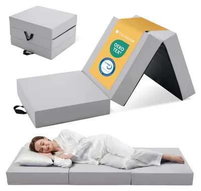 Productafbeelding van EGOHOME Opklapbare matras, 200x90x15 cm, 3-delige gastenmatras met bamboe-memoryfoam