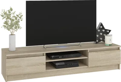Zdjęcie produktu dla Zestaw mebli RTV AKORD 240 cm kolor Dąb Sonoma mat 8 półek 240x40x140 cm