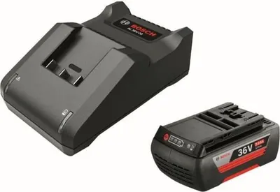 Immagine prodotto di Set batteria Bosch 2,0 Ah, batteria 36 V con caricabatteria, per attrezzi da giardino Bosch 36 V