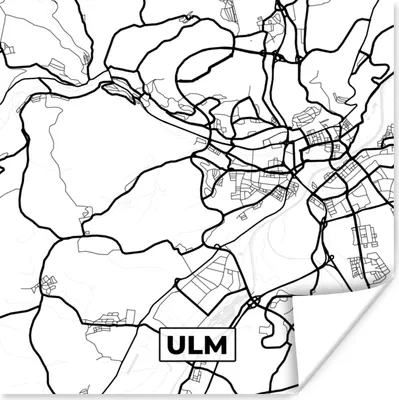 Produktbild von MuchoWow® Poster Karte - Ulm - Stadtplan 75x75 cm - Wand Dekoration
