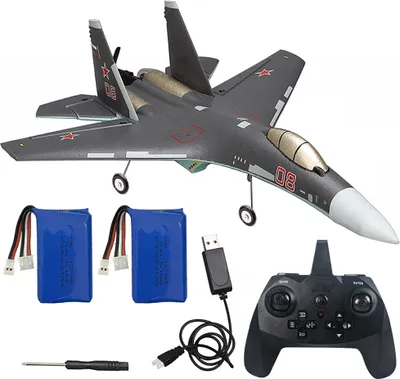 Produktbild von Upgraded QF009 SU-35 Fighter Bürstenlos Version, 375mm Spannweite, 2,4 GHz, 4 Kanäle, 3D/6D umschaltbar RC-Flugzeug, Starrflügel-Segelflugzeug, RTF mit 2 Batterien