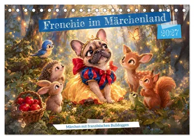 Produktbild von Frenchie im Märchenland - Märchen mit französischen Bulldoggen (Tischkalender 2027 DIN A5 quer), CALVENDO Monatskalender
