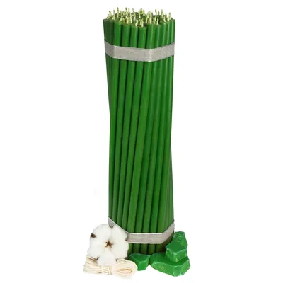 Produktbild von 50 Stk Diveevo Ritual Kerzen 100% Bienenwachs Grün - Kerzen für Gebet Tischdeko, Ungiftig, Ruß - Tropffrei, Nr. 20, 30,5 cm