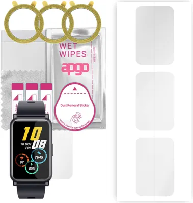 Produktbild von apgo 3 Stück Schutzfolie, klar, kompatibel mit Honor Watch ES Smartwatch, Hydrogel Displayschutzfolie mit Positionierhilfe, Displayfolie, robust und kratzfest