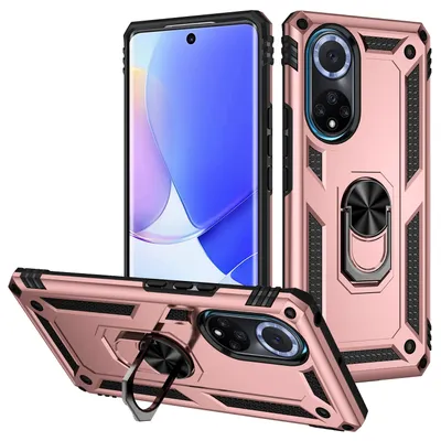 Obrázek produktu pro Pouzdro pro Honor 50 dvouvrstvé robustní, vojenská ochrana pouzdro s držákem prstenu a stojánkem Růžový