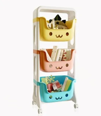 Obrázek produktu pro Organizér na dětské hračky se 4 úložnými boxy a kolečky - 39x25x95 cm