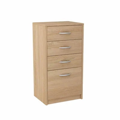 Obrázok produktu pre Komoda Meblando so 4 zásuvkami, v. 85 cm, š. 45 cm, h. 35 cm, komoda do obývačky alebo predsiene, dub Sonoma