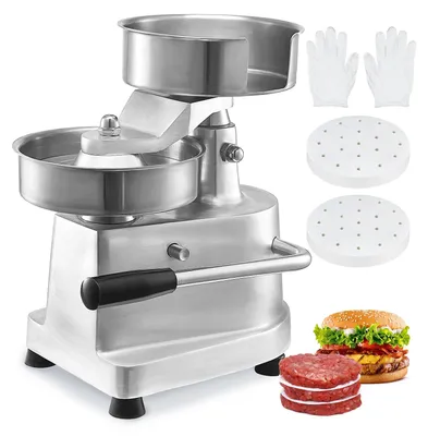 Obrázek produktu pro VEVOR Komerční stroj na výrobu hamburgerových placiček, 150 mm/6" hamburgerová hovězí placička, robustní, potravinářsky bezpečný lis na hamburgery z nerezové oceli, kuchyňský stroj na tvarování masa s 1000 placičkami