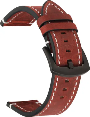 Produktbild von Set 18 mm 19 mm 20 mm 22 mm 24 mm Uhrenarmband Retro verstellbar universell verschleißfest bequemer Ersatz mit Federstegen Echtleder-Uhrenarmband für den täglichen Gebrauch-Weinrot,18mm